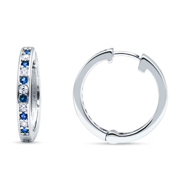 Minimalist Huggie Hoop Earrings Simulated Blue Sapphire 925 Sterling Silver Wholesale
